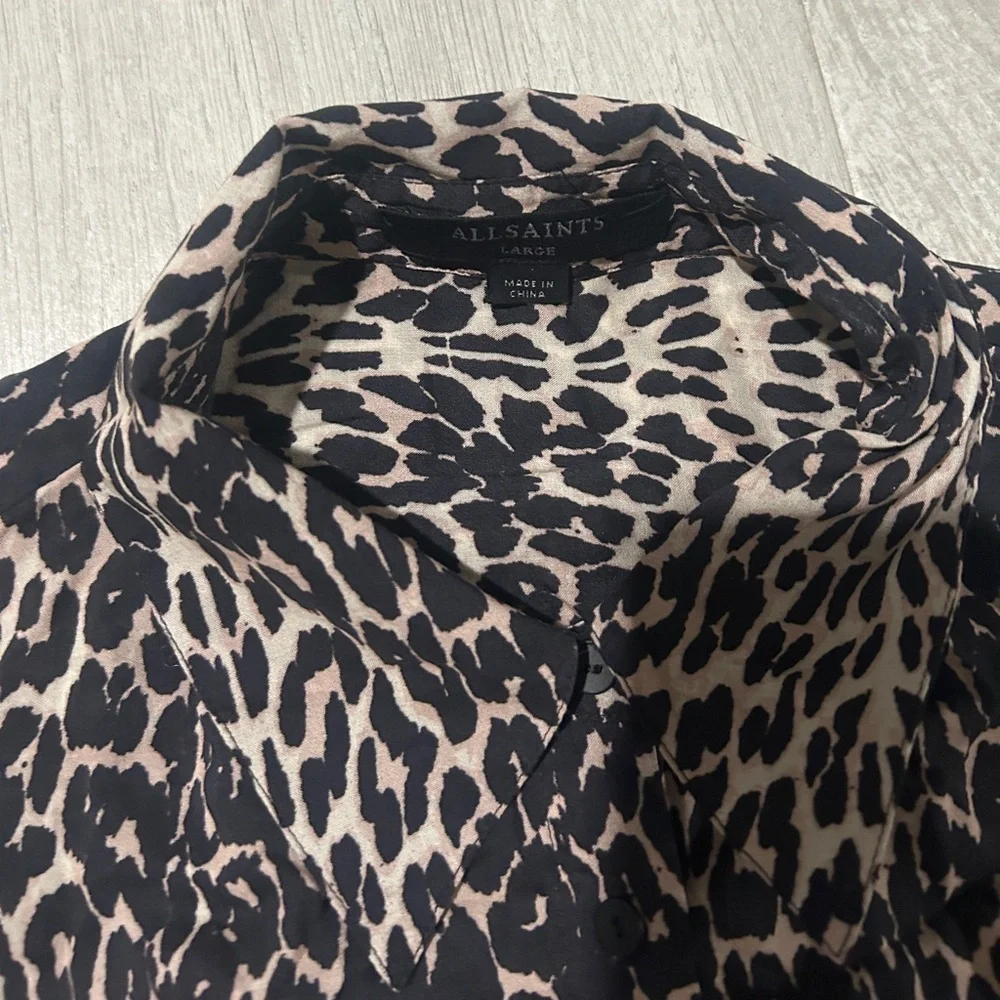 All saints leopard midi dress long sleeve - Picture 10 of 14